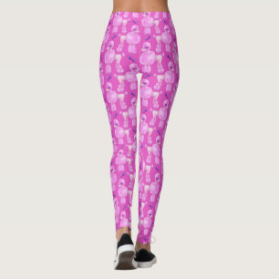 Pink Poodle Hund Aquarell Tierart Muster Leggings