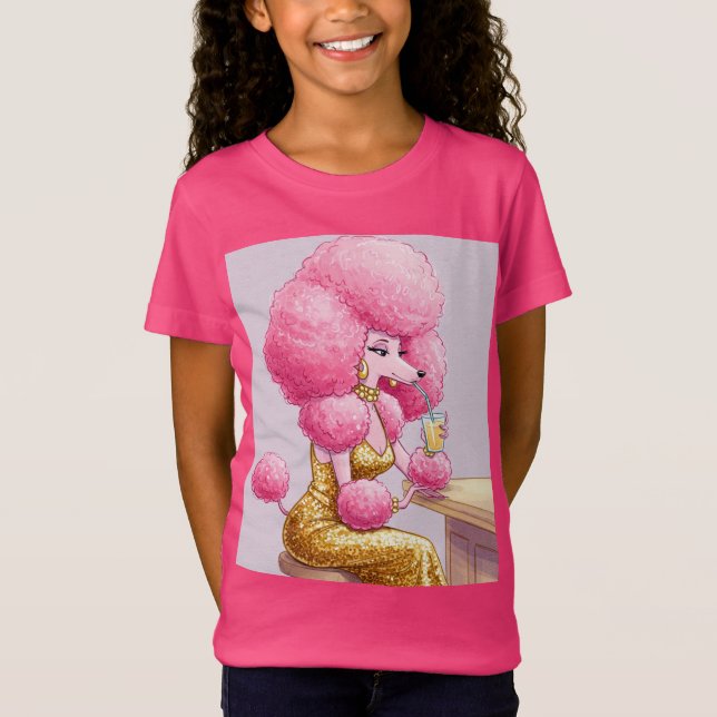 Pink Poodle in einem Abend Dress von Natasha Us T-Shirt (Vorderseite)
