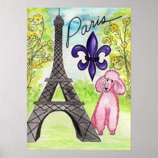 Pink Poodle in Paris Poster