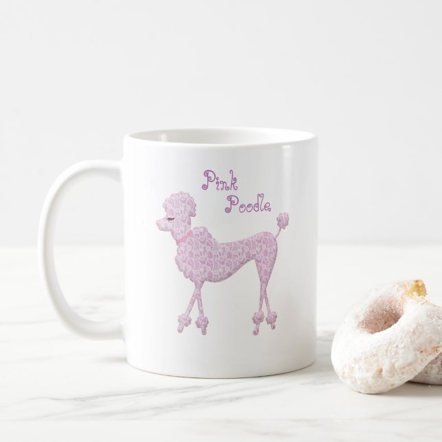 Pink Poodle Lace Retro Vintag Girl Hübsch Kaffeetasse (Mit Donut)