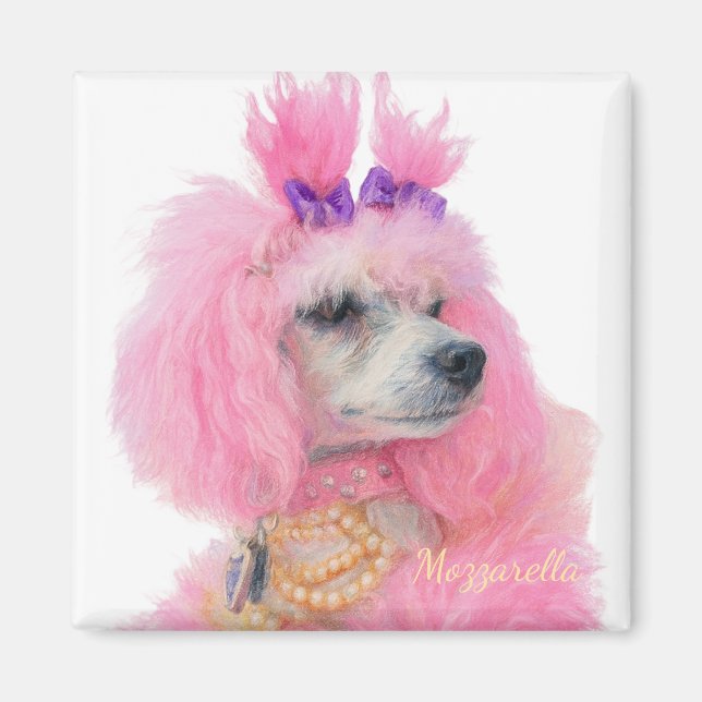 Pink poodle magnet, poodle decor magnet (Vorne)