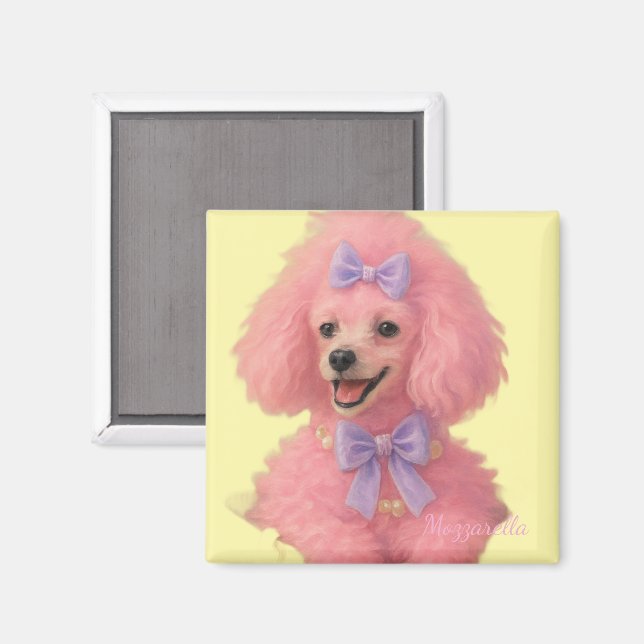 Pink poodle magnet, poodle decor magnet (Vorderseite/Rückseite)