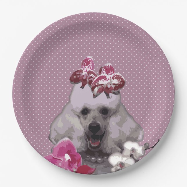 Pink Poodle Paper Teller 9" (Vorderseite)