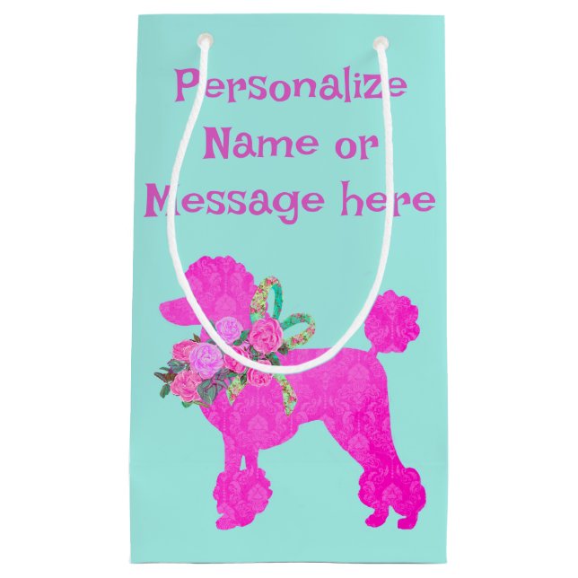 Pink Poodle Party Personalisierte Geschenktasche Kleine Geschenktüte (Vorderseite)