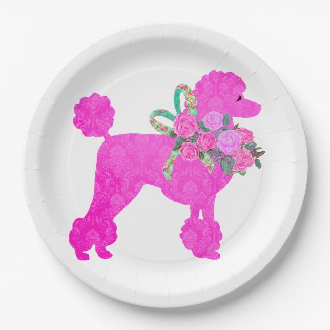 Pink Poodle Party Supplier Pappteller (Vorderseite)