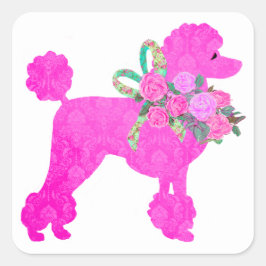 Pink Poodle Party Supplier Quadratischer Aufkleber