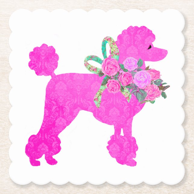 Pink Poodle Party Supplier Untersetzer (Vorderseite)