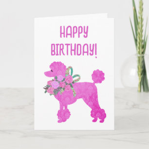 Pink Poodle Personalisiert Geburtstag Karte