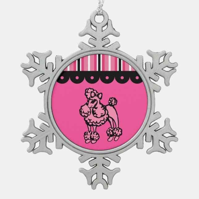 Pink Poodle Snowflake Ornament (Vorderseite)
