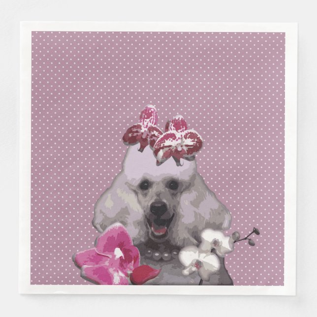 Pink Poodle Standard Dinner Papier Napkins Serviette (Vorderseite)