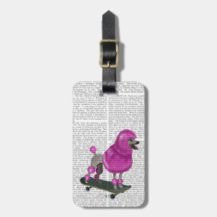 Pink Poodle und Skateboard Gepäckanhänger
