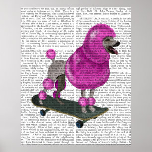 Pink Poodle und Skateboard Poster