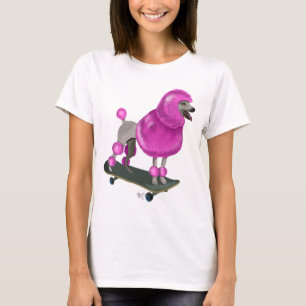 Pink Poodle und Skateboard T-Shirt