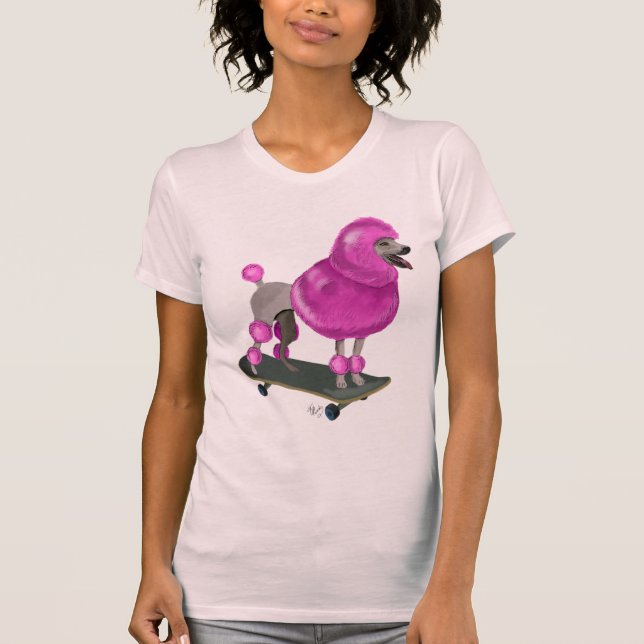 Pink Poodle und Skateboard T-Shirt (Vorderseite)