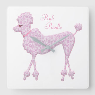 Pink Poodle Wall Clock Quadratische Wanduhr