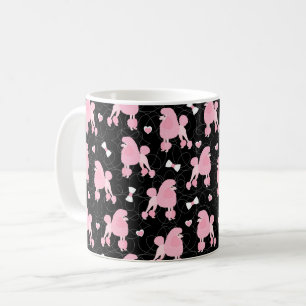 Pink Poodles und Bows Muster Schwarz Kaffeetasse