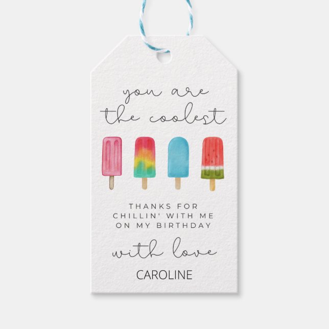 Pink Pool Kälte Geburtstagsparty Gefallen Geschenkanhänger (Vorderseite)