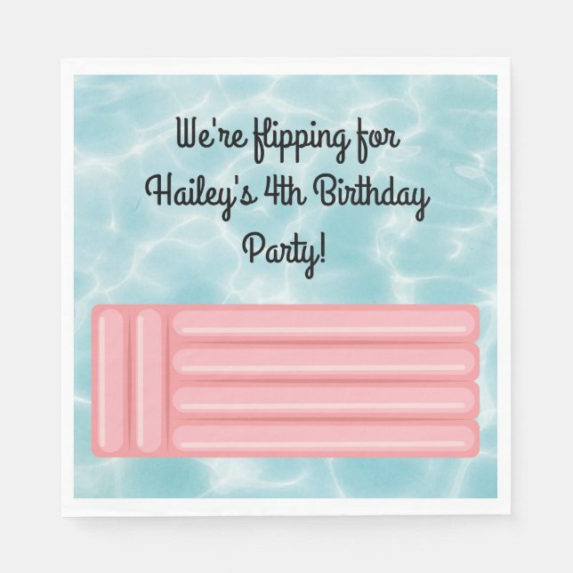 Pink Pool Party Personalisiert Napkins Serviette (Vorderseite)