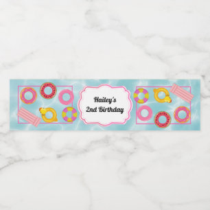 Pink Pool Party Wasser Flasche Etikett