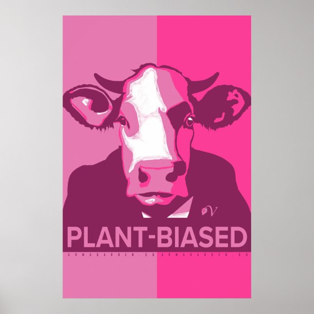 Pink Pop Art Cow Poster - Pflanze-voreingestellt (Vorne)