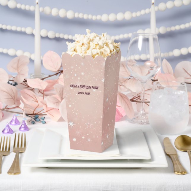 Pink Popcorn Gefälligkeitsbox | Benutzerdefinierte Geschenkschachtel (Hochzeit)