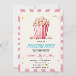 Pink Popcorn-Party Einladung