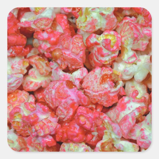 Pink Popcorn Quadratischer Aufkleber (Vorderseite)