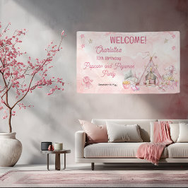 Pink Popcorn und Pajamas Slumber Geburtstagsparty Banner