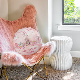 Pink Popcorn und Pajamas Slumber Geburtstagsparty Rundes Kissen