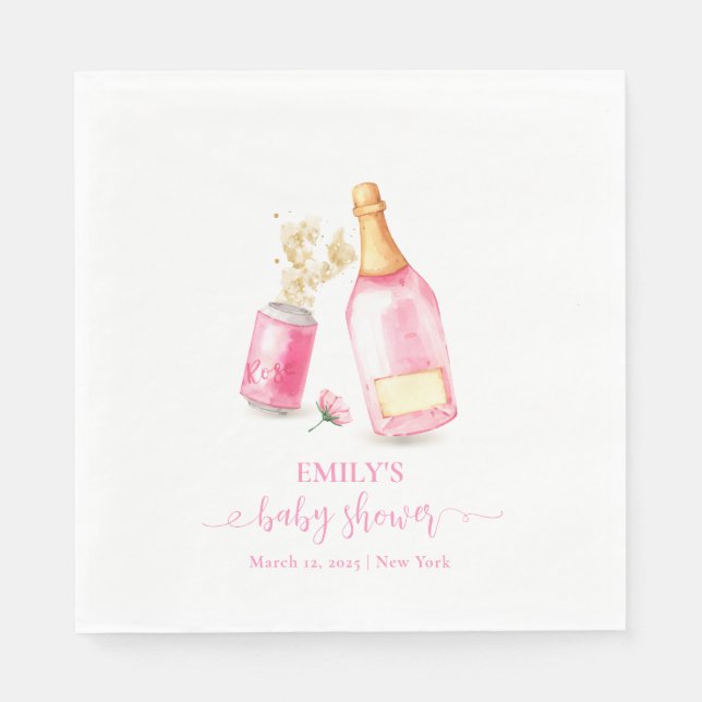 Pink Poppin Champagne Beer Girl Baby Dusche Serviette (Vorderseite)