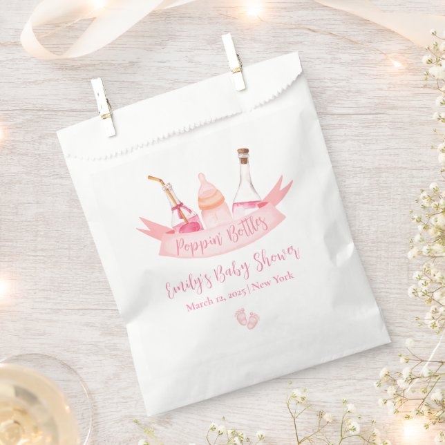 Pink Poppin Champagner Flaschen Feet Babydusche Geschenktütchen (Ausgeschnitten)