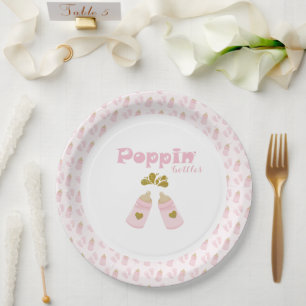 Pink Poppin Flaschen Girl Baby Dusche Pappteller
