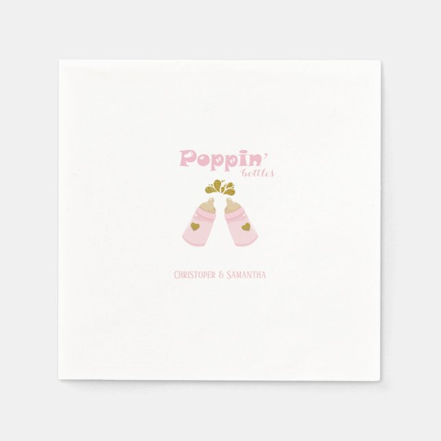 Pink Poppin Flaschen Girl Baby Dusche Serviette (Vorderseite)