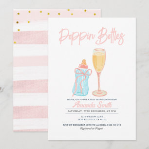 Pink Poppin Flaschen Invite Girl Baby Dusche Einladung