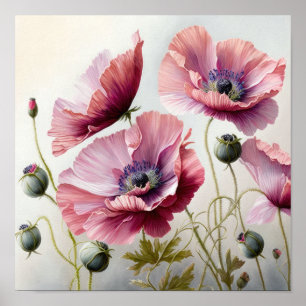 Pink Poppy Blume Art Print Poster
