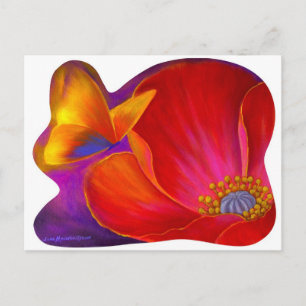 Pink Poppy Blume Butterfly - Multi Postkarte