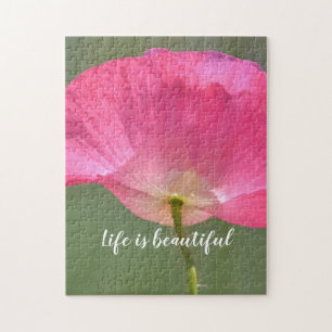 Pink Poppy Blume Inspiration Zitat Puzzle