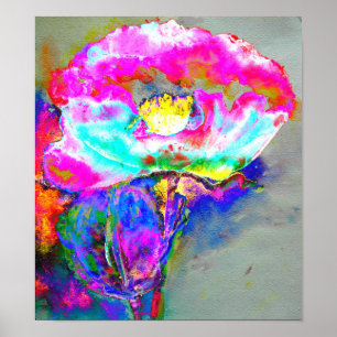 Pink Poppy, Blumenbemalung in Aquarellen Poster