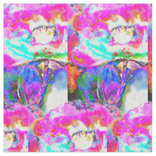 Pink Poppy, Blumenbemalung in Aquarellen Stoff