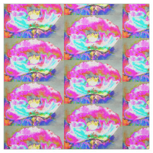 Pink Poppy, Blumenbemalung in Aquarellen Stoff