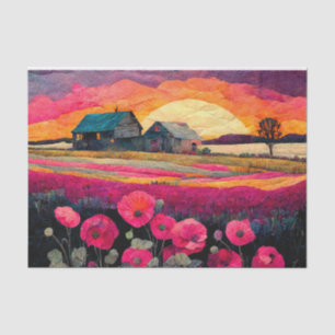 Pink Poppy Farm Collage Seidenpapier