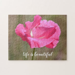 Pink Poppy floral Inspiration Zitat Puzzle