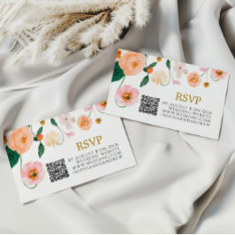 Pink Poppy Floral Wedding QR UAWG Begleitkarte