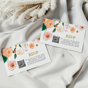 Pink Poppy Floral Wedding QR UAWG Begleitkarte