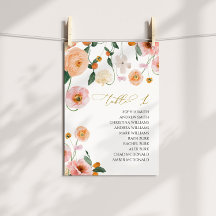 Pink Poppy Hochzeitsskizze Tischnummer 1 Sitzplan