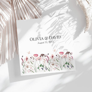 Pink Poppy Meadow Wedding Napkins Serviette