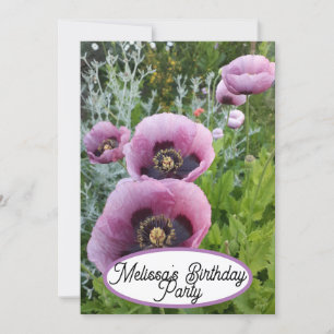 Pink Poppy Poppies Blume Hübsche Girls Einladung