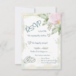 Pink Poppy Watercolor Florals RSVP Karte
