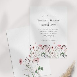 Pink Poppy Wildblume Wiese Hochzeit Einladung
