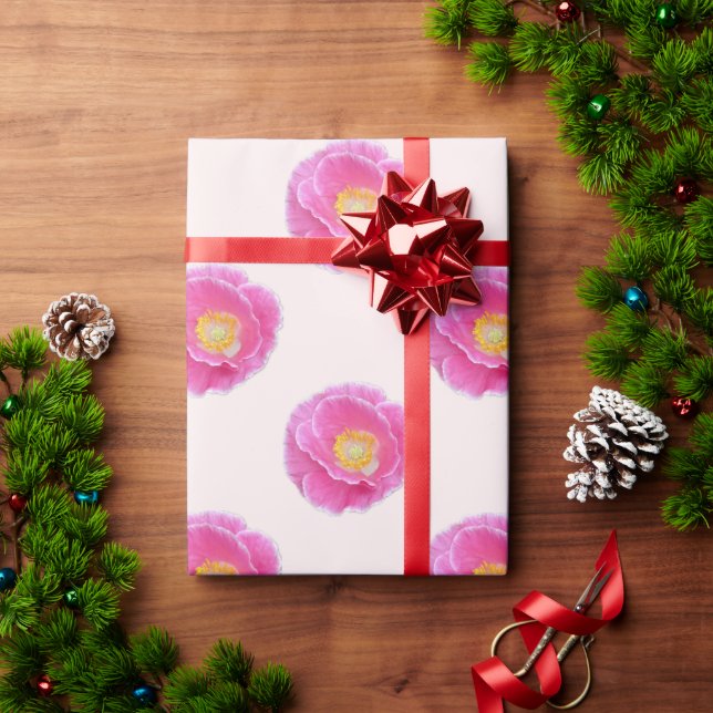 Pink Poppy Wrapping Paper Geschenkpapier (Feiertagsgeschenk)